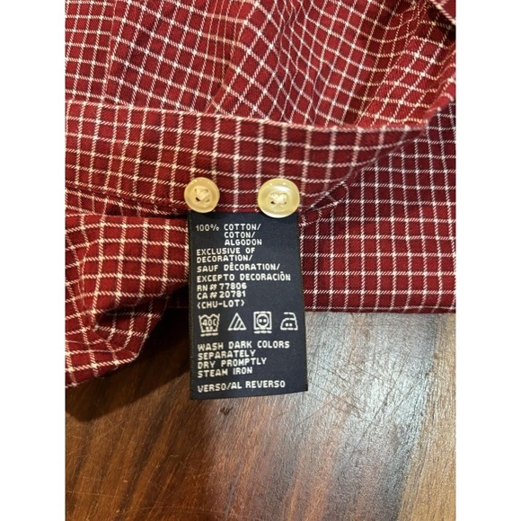 Tommy Hilfiger Small Squares Check Shirt Mens Size XL Red Gingham 100% Cotton - Picture 6 of 9